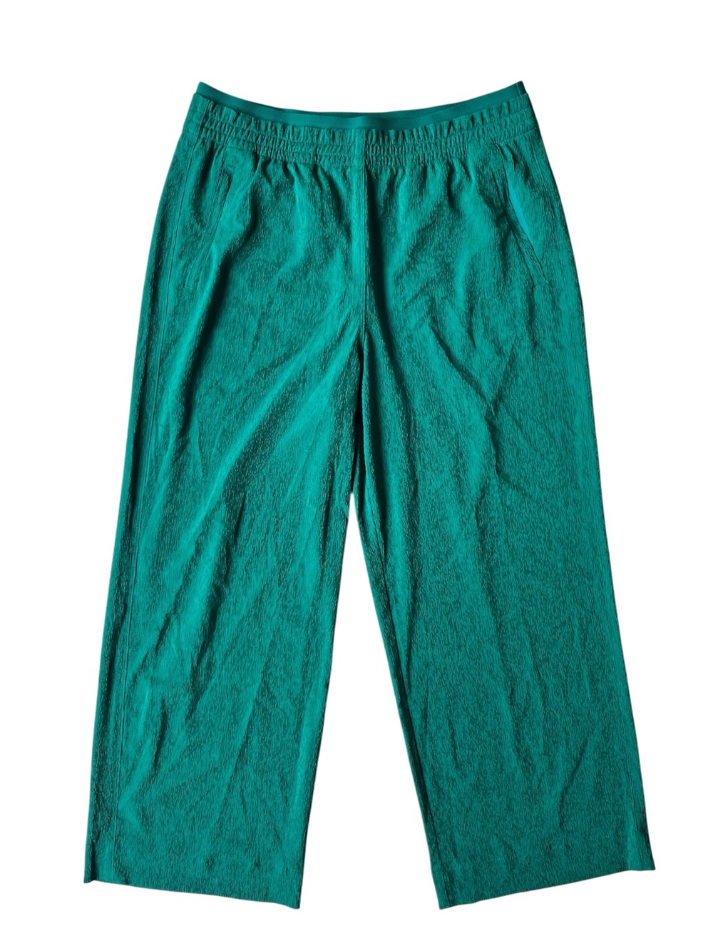 ATHLETA ECHO WIDE LEG PULL ON TROUSERS GREEN 14 TALL